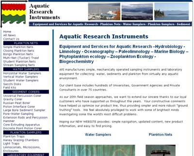 Aquatic Research Web site