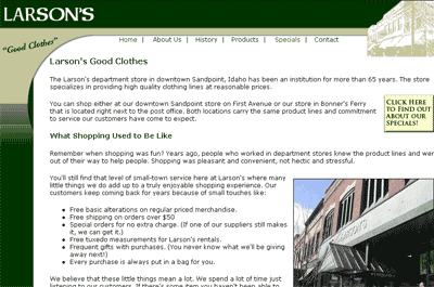 Larsons Department Store Web Site