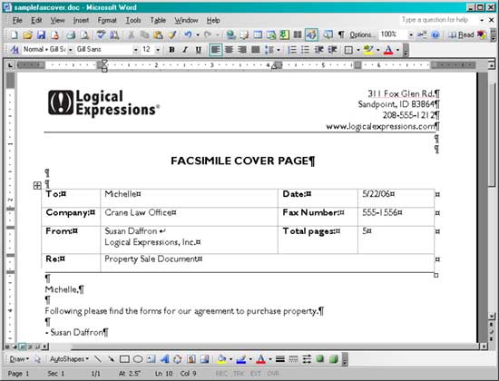 Create a Fax Cover Sheet in Word - Susan C. Daffron